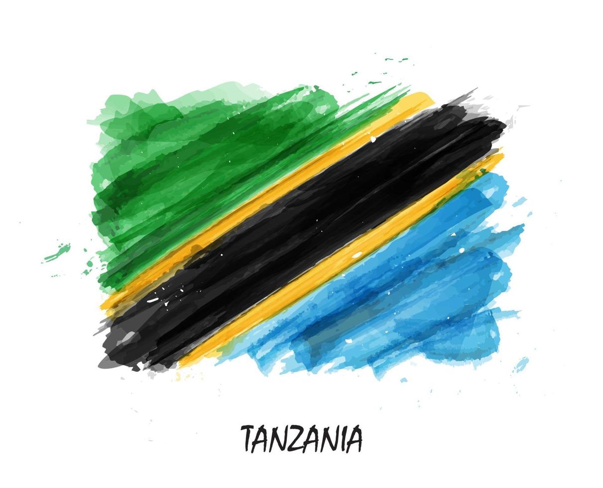realistisk akvarellmålning flagga i tanzania. vektor .
