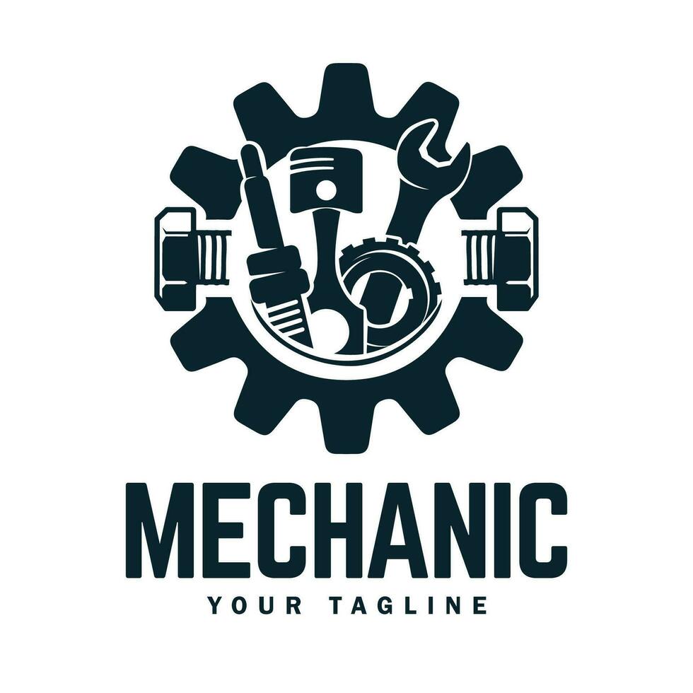 Jahrgang Mechaniker Logo Vektor Illustration.