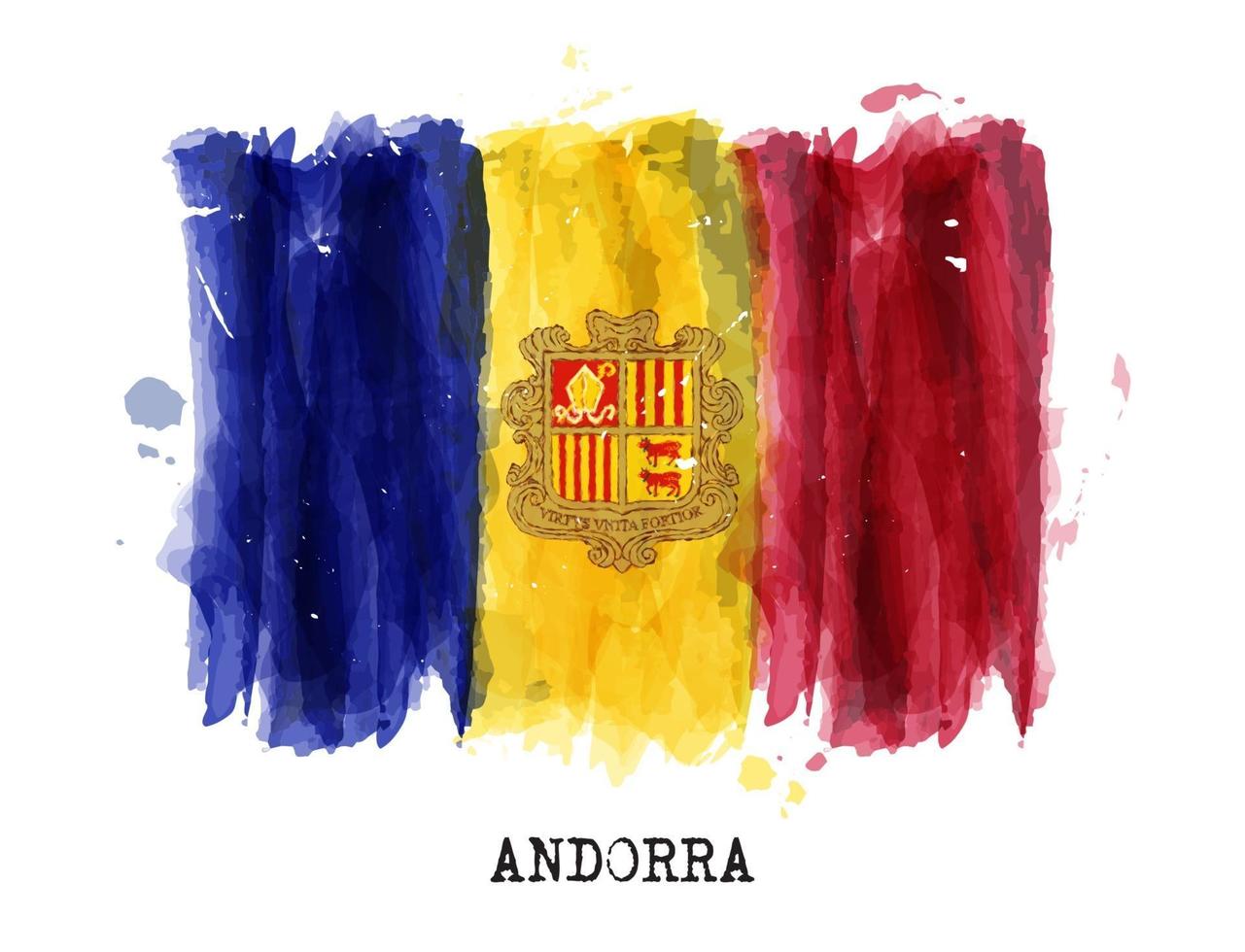 realistisk akvarellmålning Andorras flagga. vektor .