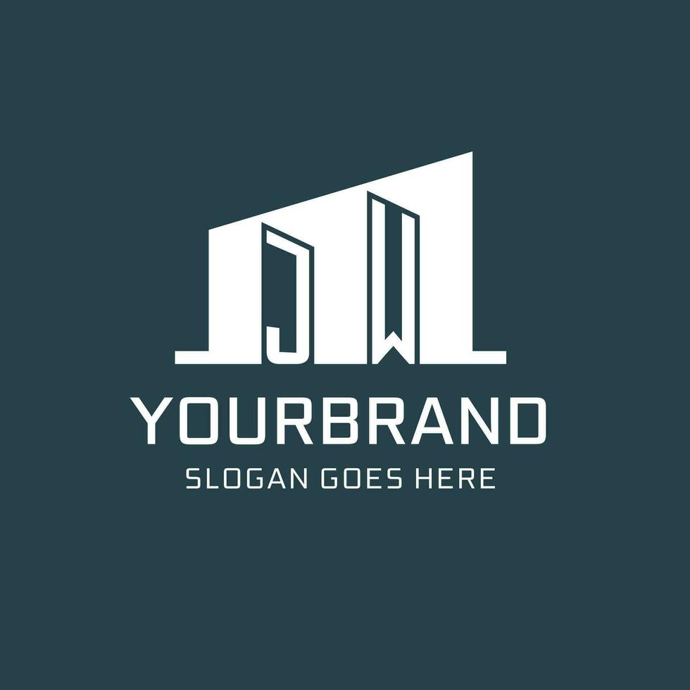 Initiale jw Logo zum echt Nachlass mit einfach Gebäude Symbol Design Ideen vektor