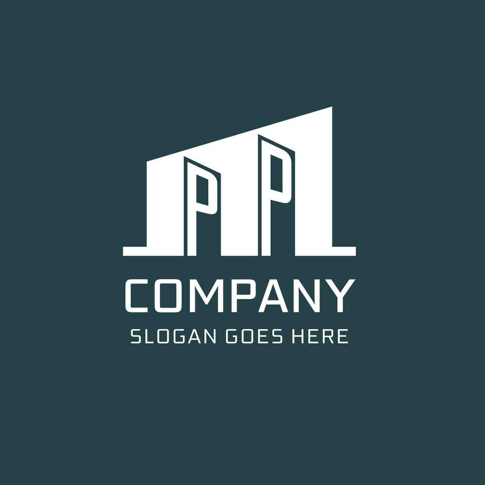 Initiale pp Logo zum echt Nachlass mit einfach Gebäude Symbol Design Ideen vektor