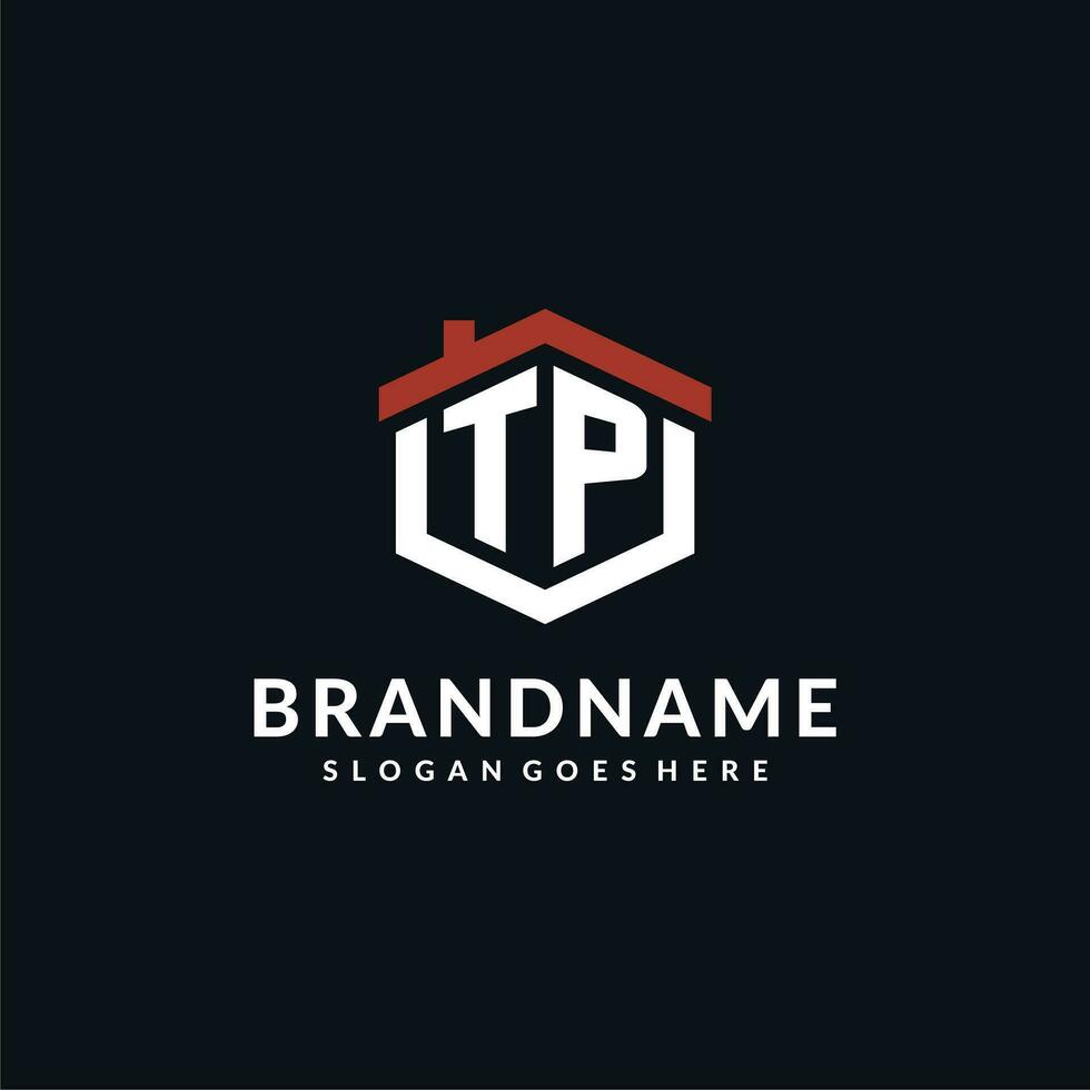 Initiale Brief tp Logo mit Zuhause Dach Hexagon gestalten Design Ideen vektor