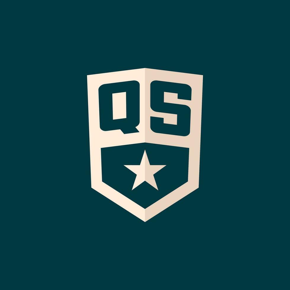 första qs logotyp stjärna skydda symbol med enkel design vektor