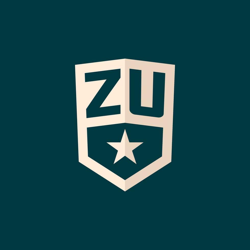 första zu logotyp stjärna skydda symbol med enkel design vektor