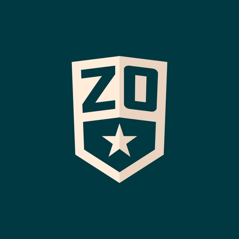 första zo logotyp stjärna skydda symbol med enkel design vektor