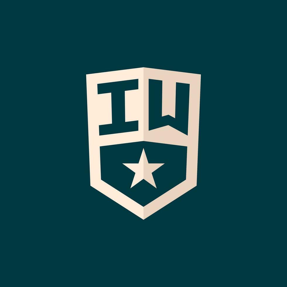 första i W logotyp stjärna skydda symbol med enkel design vektor