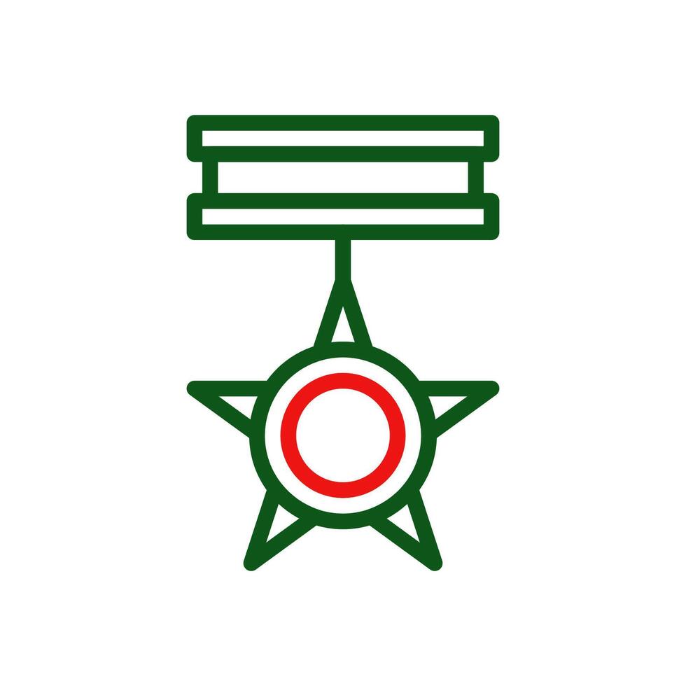 medalj ikon duofärg grön röd Färg militär symbol perfekt. vektor