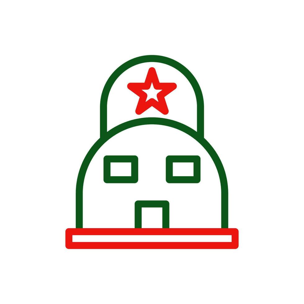 tält ikon duofärg grön röd Färg militär symbol perfekt. vektor
