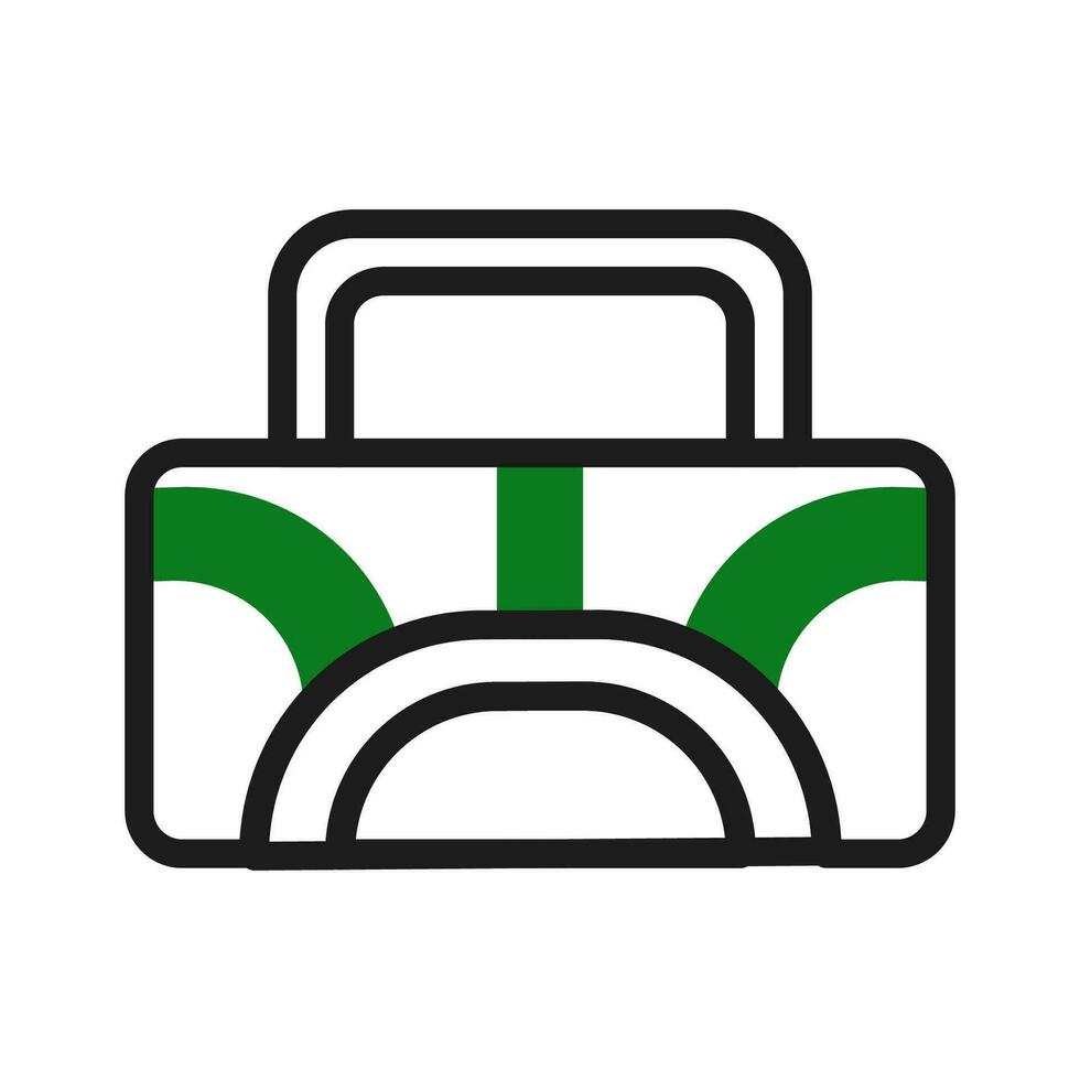 ryggsäck ikon duotone grön svart Färg sport symbol illustration. vektor