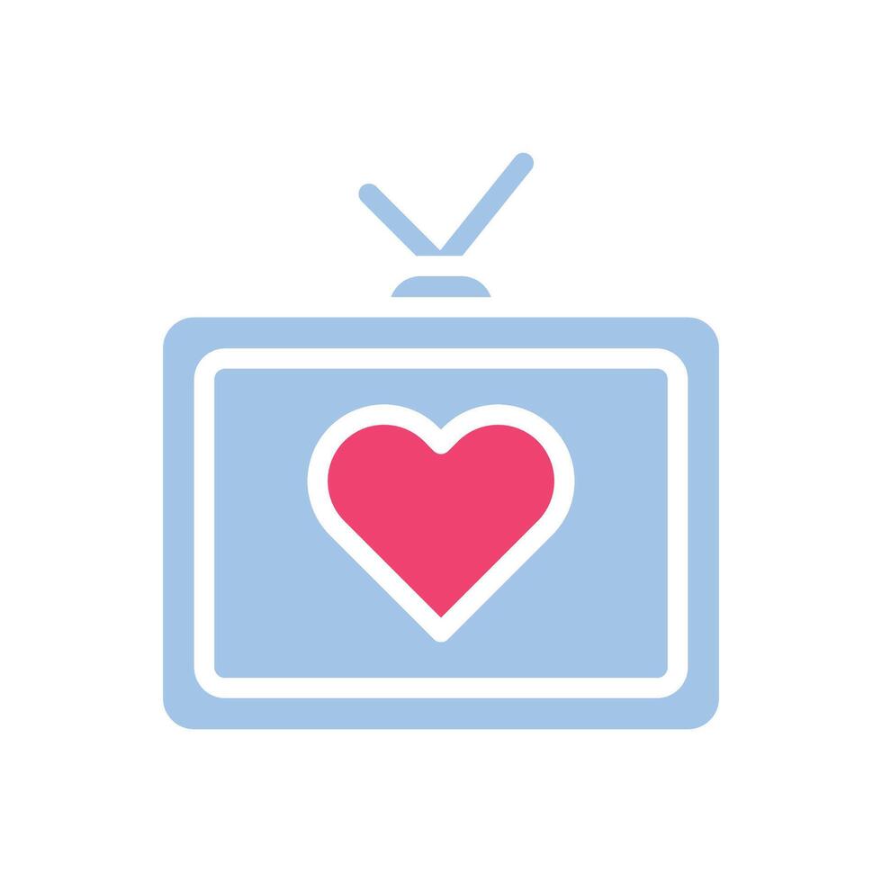 Fernseher Liebe Symbol solide Blau Rosa Stil Valentinstag Illustration Symbol perfekt. vektor