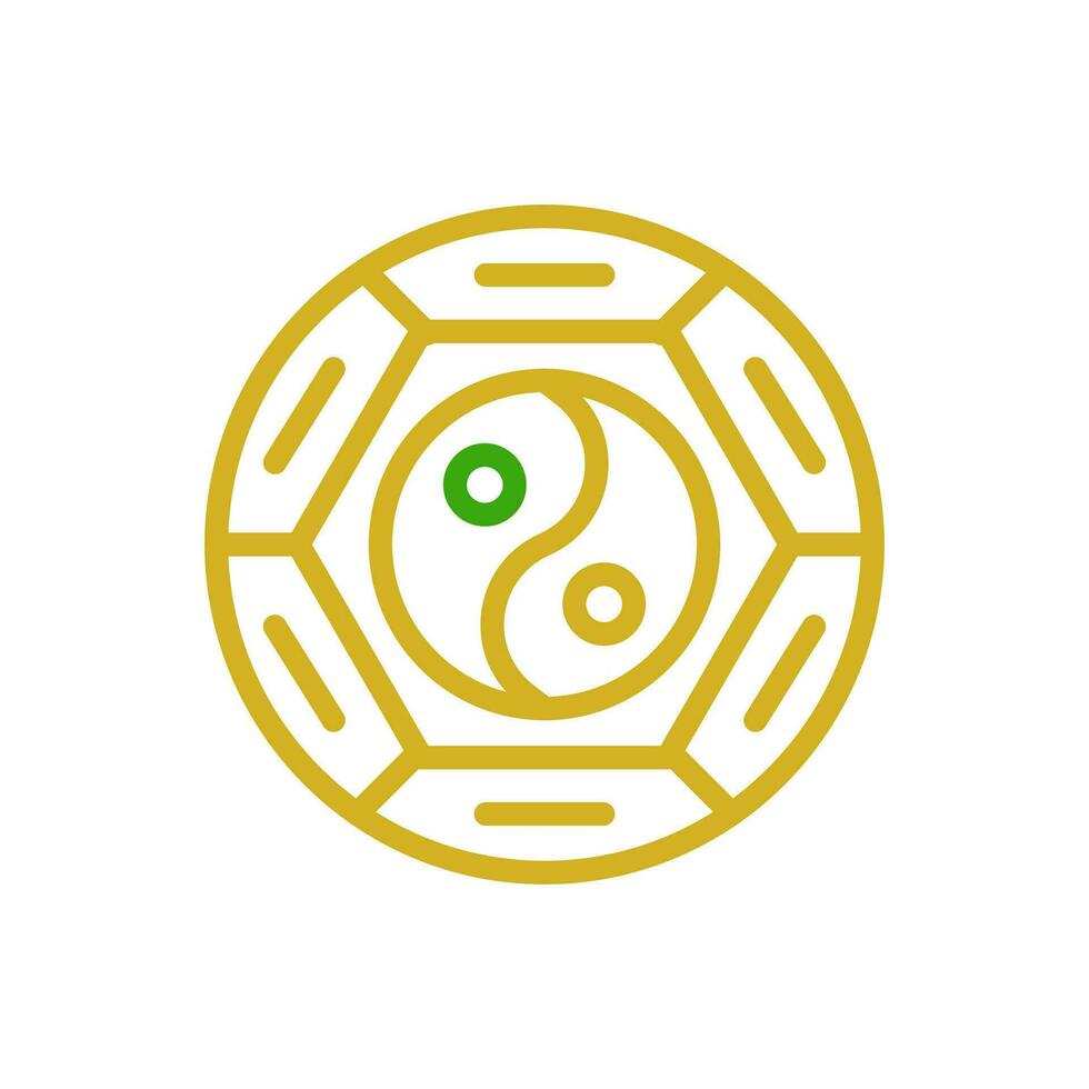 Yin und Yang Symbol duocolor Grün Gelb Farbe Chinesisch Neu Jahr Symbol perfekt. vektor