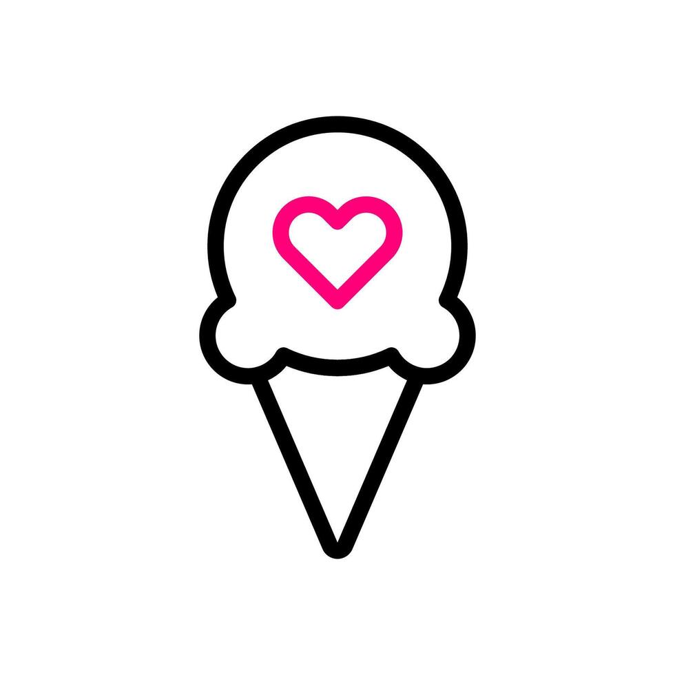 Eis Sahne Liebe Symbol duocolor schwarz Rosa Stil Valentinstag Illustration Symbol perfekt. vektor