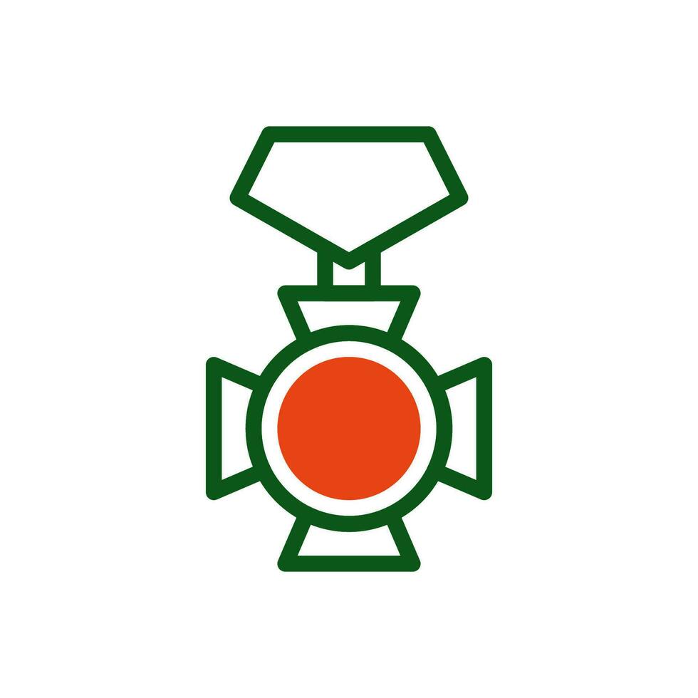 Medaille Symbol Duotone Grün Orange Farbe Militär- Symbol perfekt. vektor