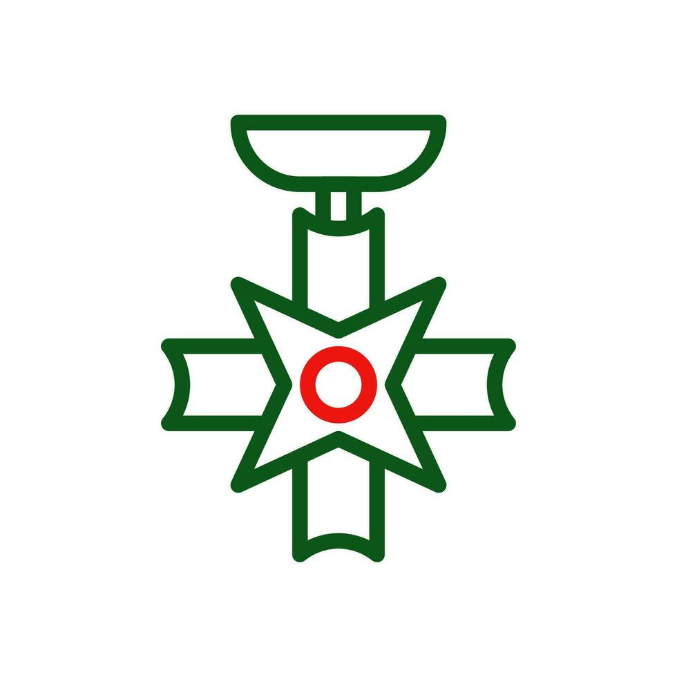 Medaille Symbol duocolor Grün rot Farbe Militär- Symbol perfekt. vektor