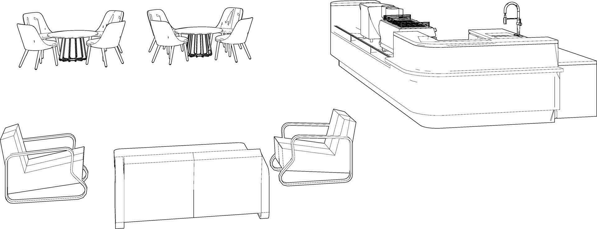 3d illustration av kaffe affär vektor