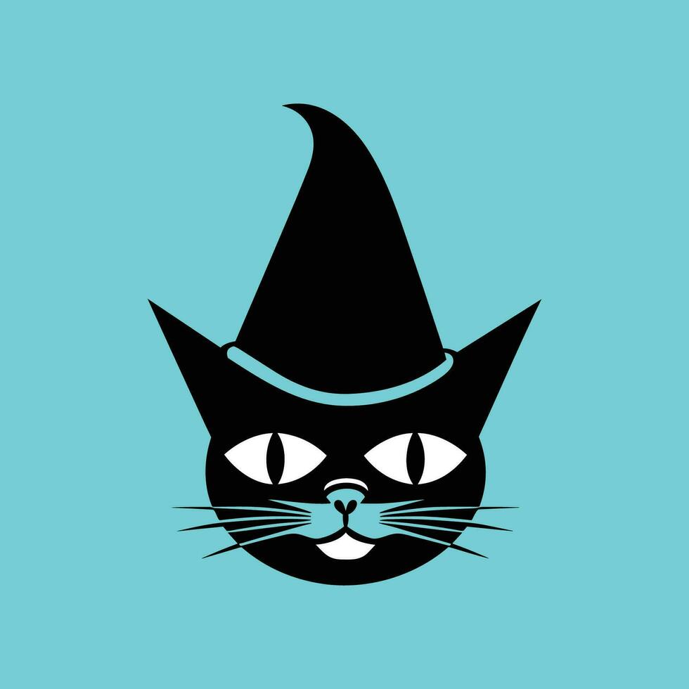 das bezaubernd schwarz Katze im Blau vektor