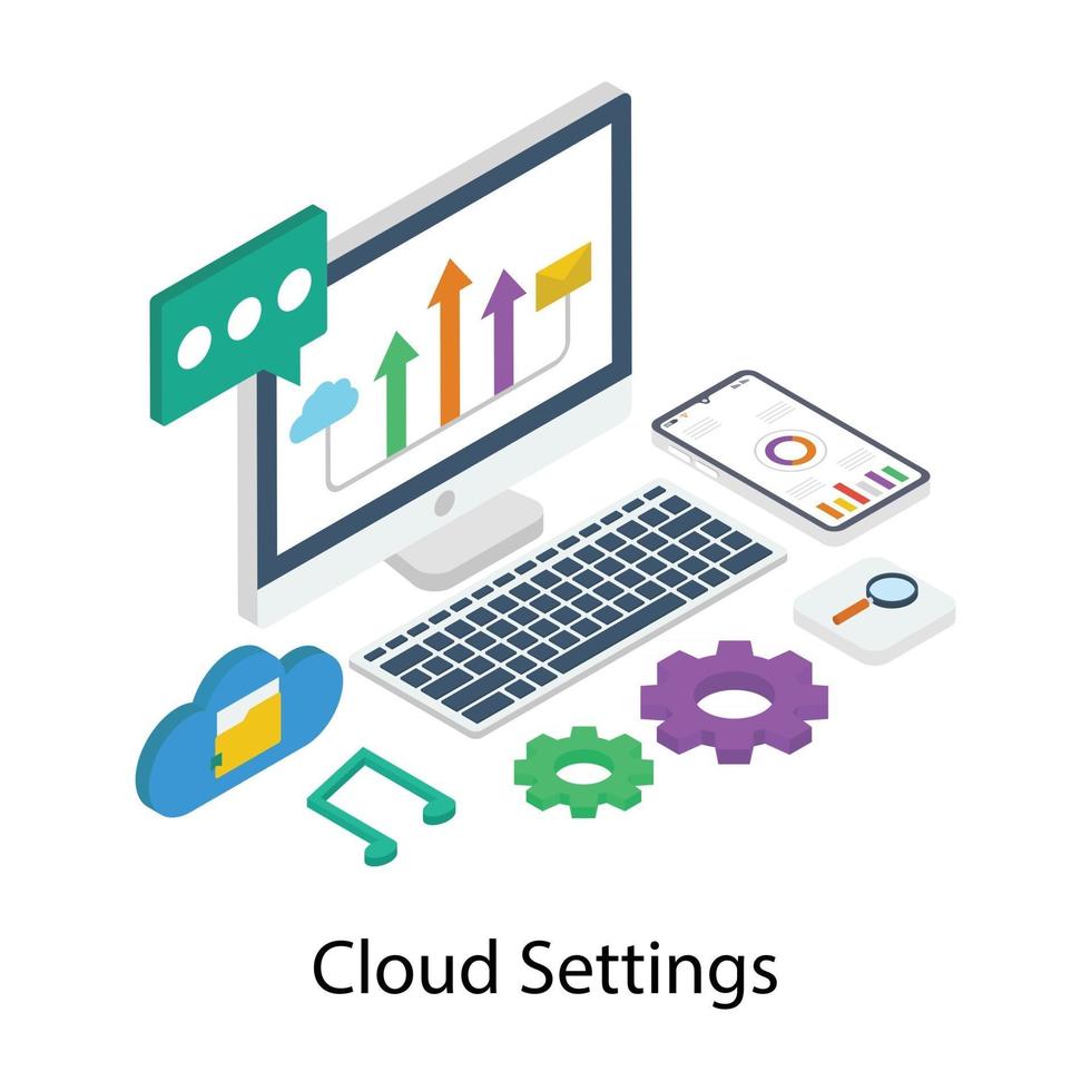 Cloud-Einstellungen und -Wartung vektor