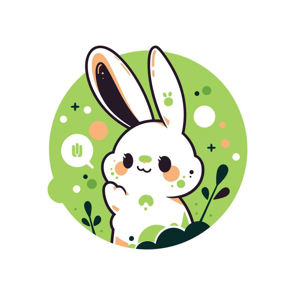 kanin logotyp design, buuny karaktär i platt stil, kanin vektor illustration för handelsvaror Kläder