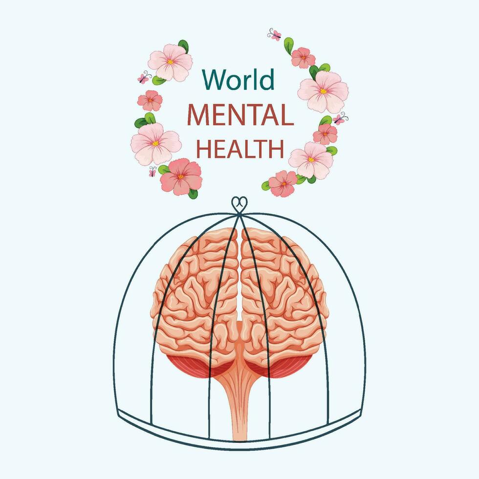 kostenlos Vektor Poster Design zum Welt mental Gesundheit Tag