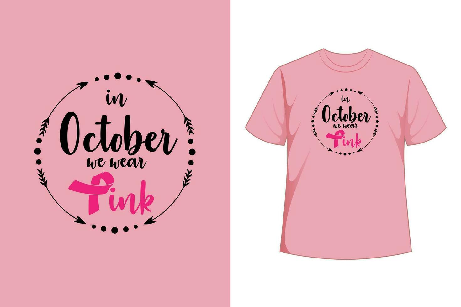 im Oktober wir tragen Rosa Brust Krebs Bewusstsein T-Shirt vektor