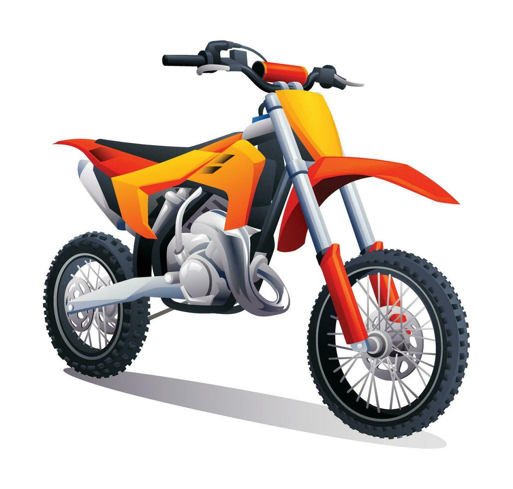 Moto-Cross Motorrad Vektor Karikatur Illustration. Moto-Cross Fahrrad isoliert auf Weiß Hintergrund