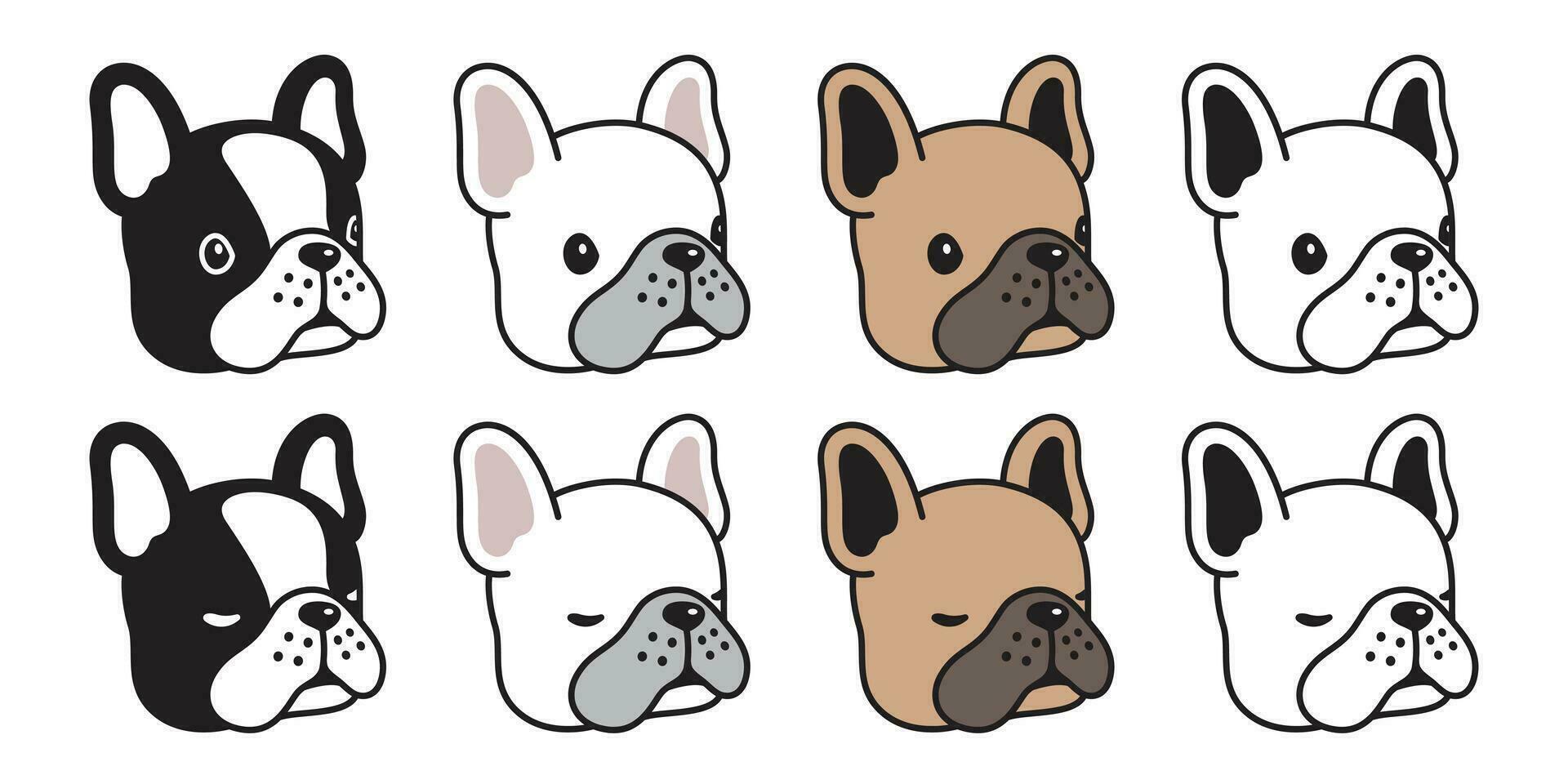 Hund Vektor Französisch Bulldogge Symbol Logo Gesicht Karikatur Charakter Hündchen Rasse Illustration Gekritzel