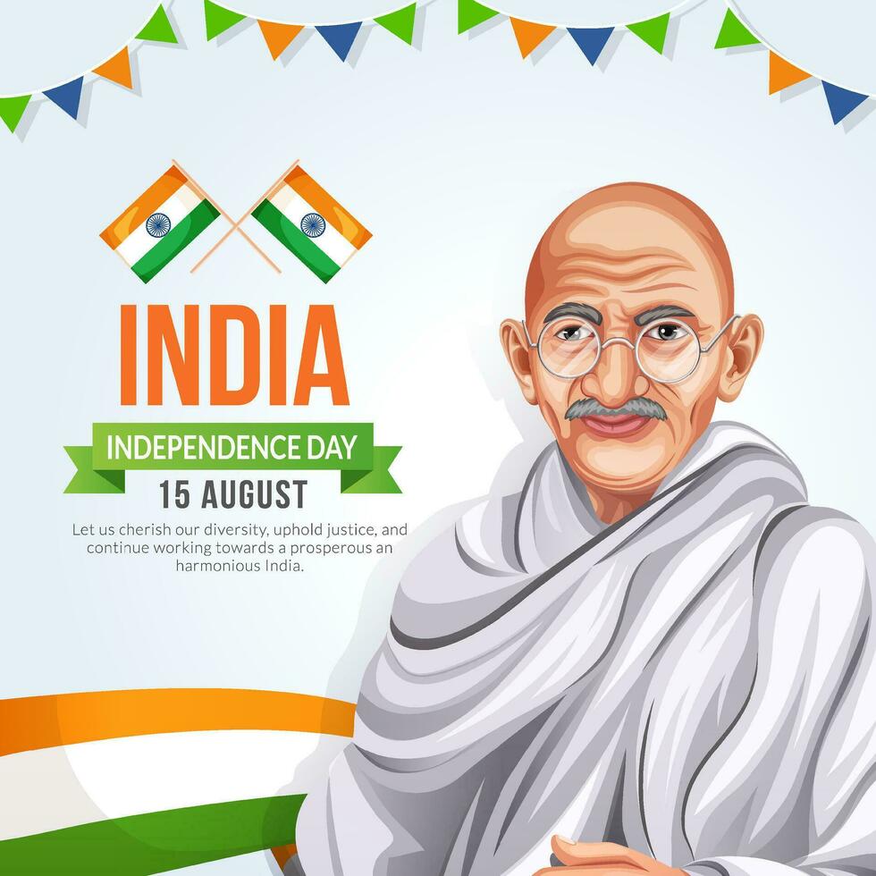 15 August glücklich Indien Unabhängigkeit Tag. kreativ Vektor Illustration. Poster, Banner, Vorlage Design.