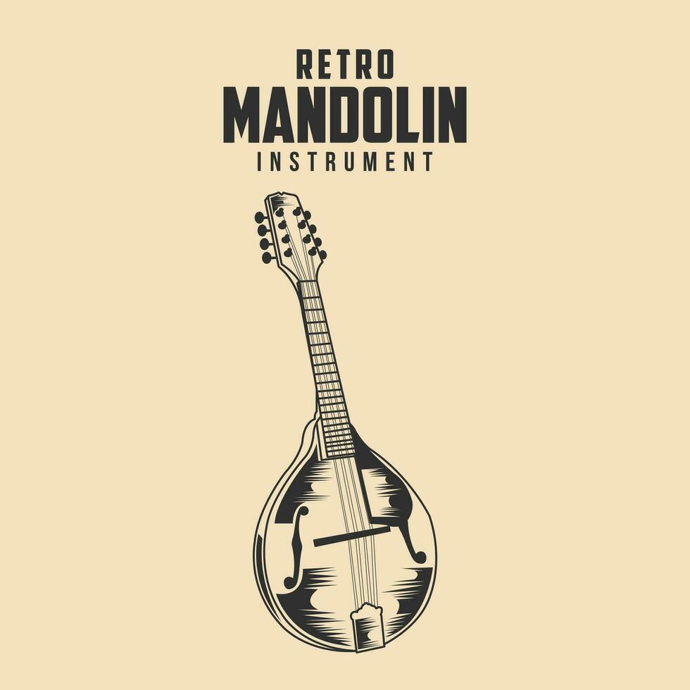 retro mandolin musik instrument vektor stock illustration