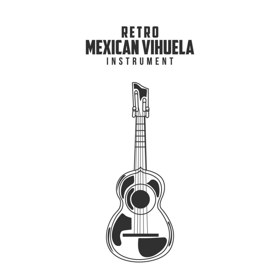 retro Mexikaner Vihuela Instrument Vektor Illustration, Mexikaner Musik- Instrument Lager Vektor