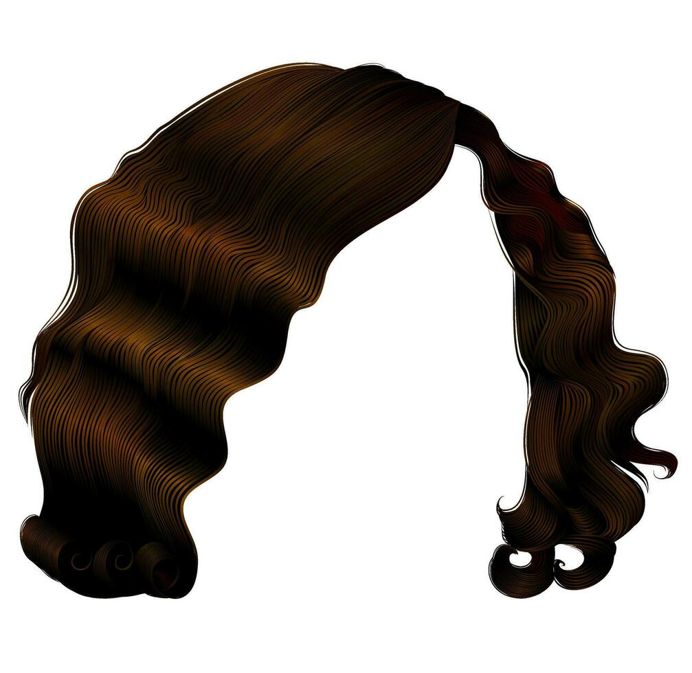 trendig kvinna kort hårstrån mörk brun brunett . mode skönhet retro stil . realistisk 3d . vektor