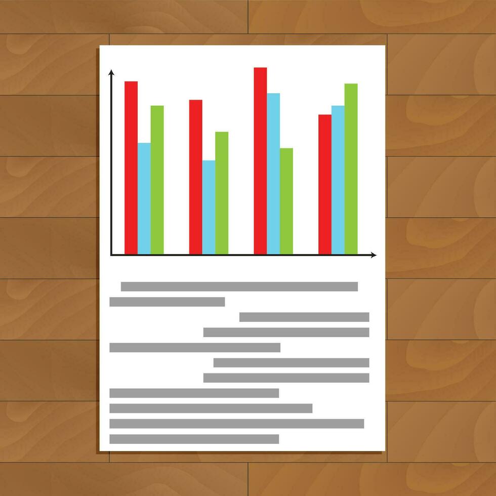 färgad Diagram info. ekonomi Diagram statistisk på papper ark, vektor illustration