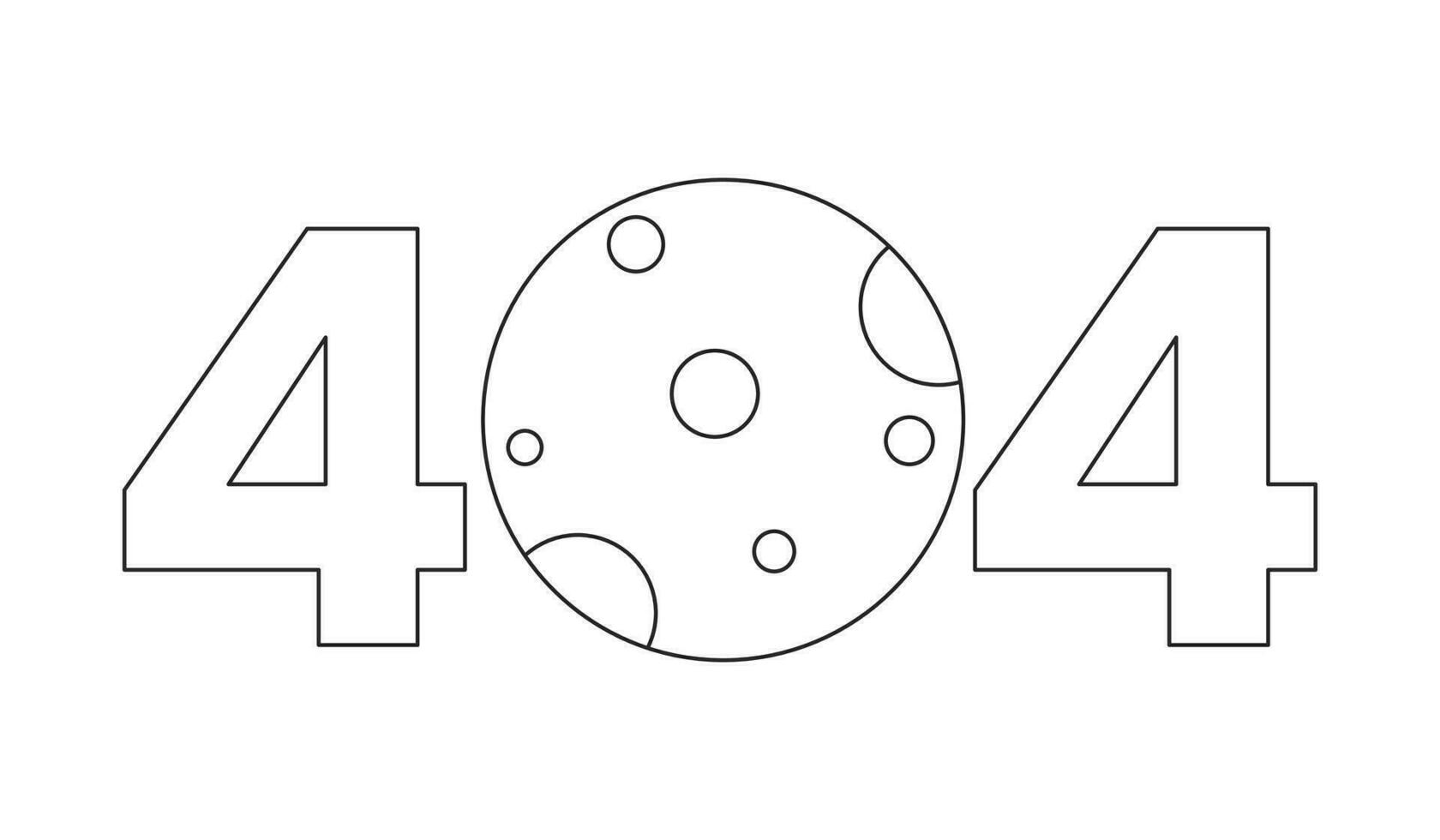 Mond schwarz Weiß Error 404 Blitz Botschaft. astronomisch Objekt. einfarbig leeren Zustand ui Design. Seite nicht gefunden aufpoppen Karikatur Bild. Vektor eben Gliederung Illustration Konzept