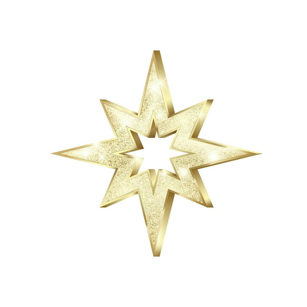 golden Star streuen glänzt. Gold Star mit funkelt. glänzend Weihnachten Dekoration. Vektor Illustration isoliert auf Weiß Hintergrund