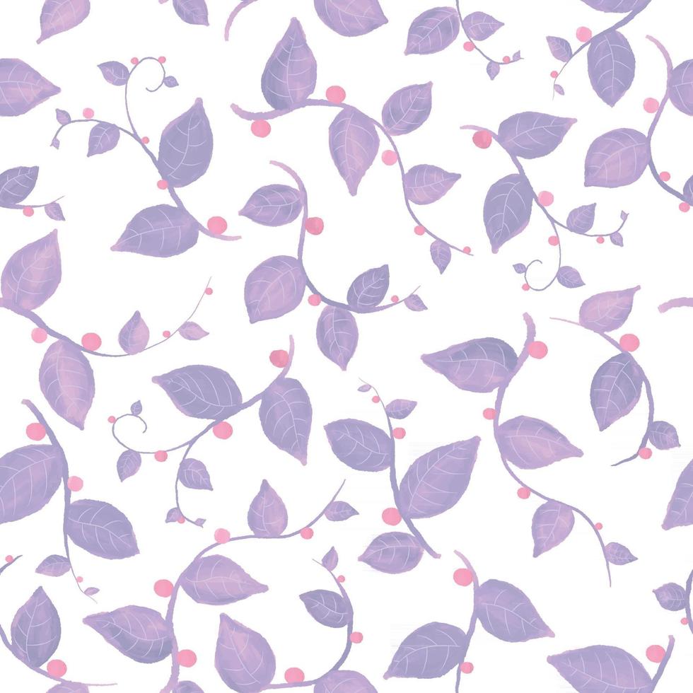 Blumenmuster. hübscher Zweig auf weißem Hintergrund. Druck mit rosa Blättern. nahtlose Vektortextur. süße lila Muster. elegante Vorlage für modische Drucker vektor