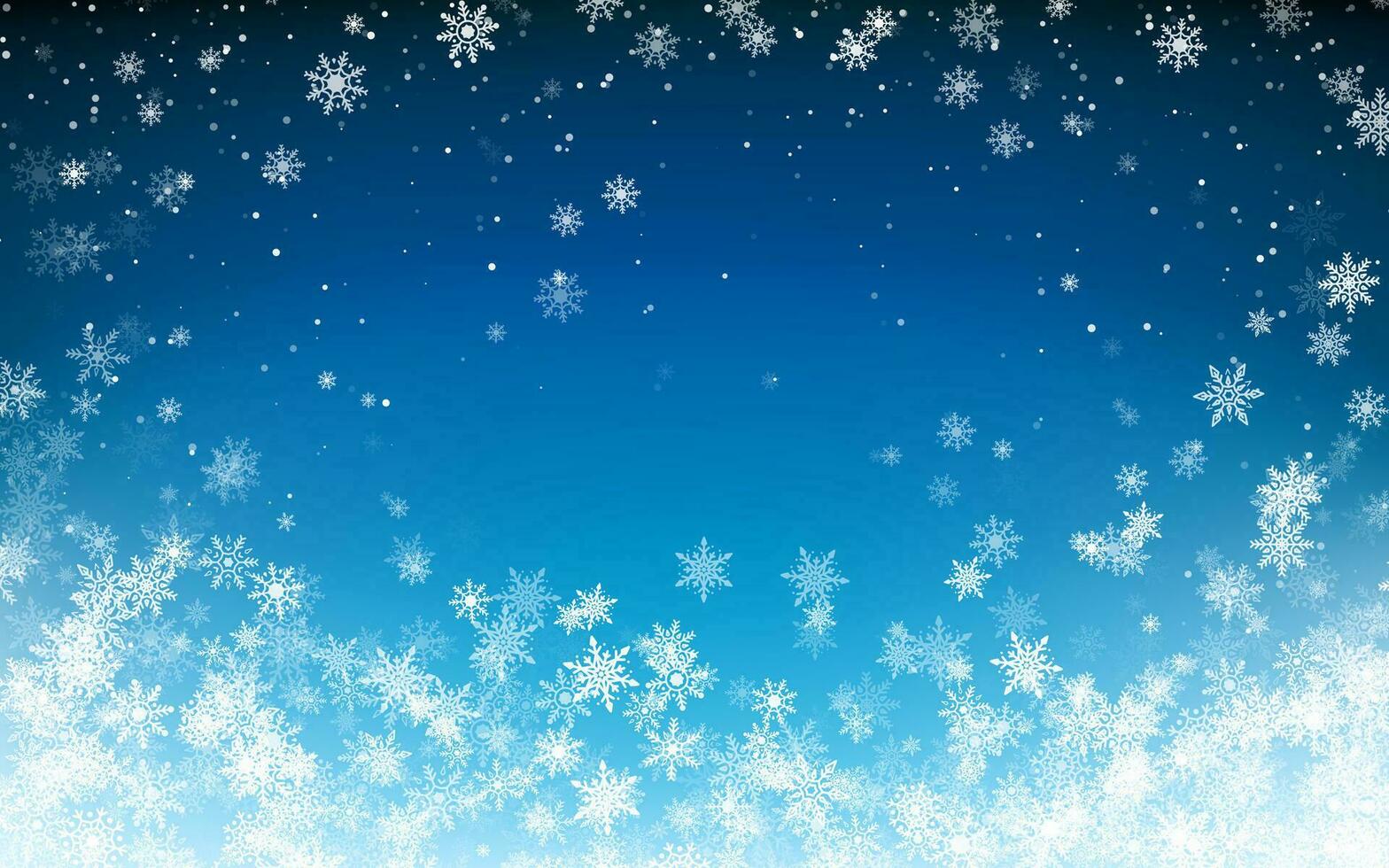Schneefall Weihnachten Hintergrund. fliegend Schnee Flocken auf Nacht Winter Blau Himmel Hintergrund. Winter wite Schneeflocke Vorlage. Vektor Illustration