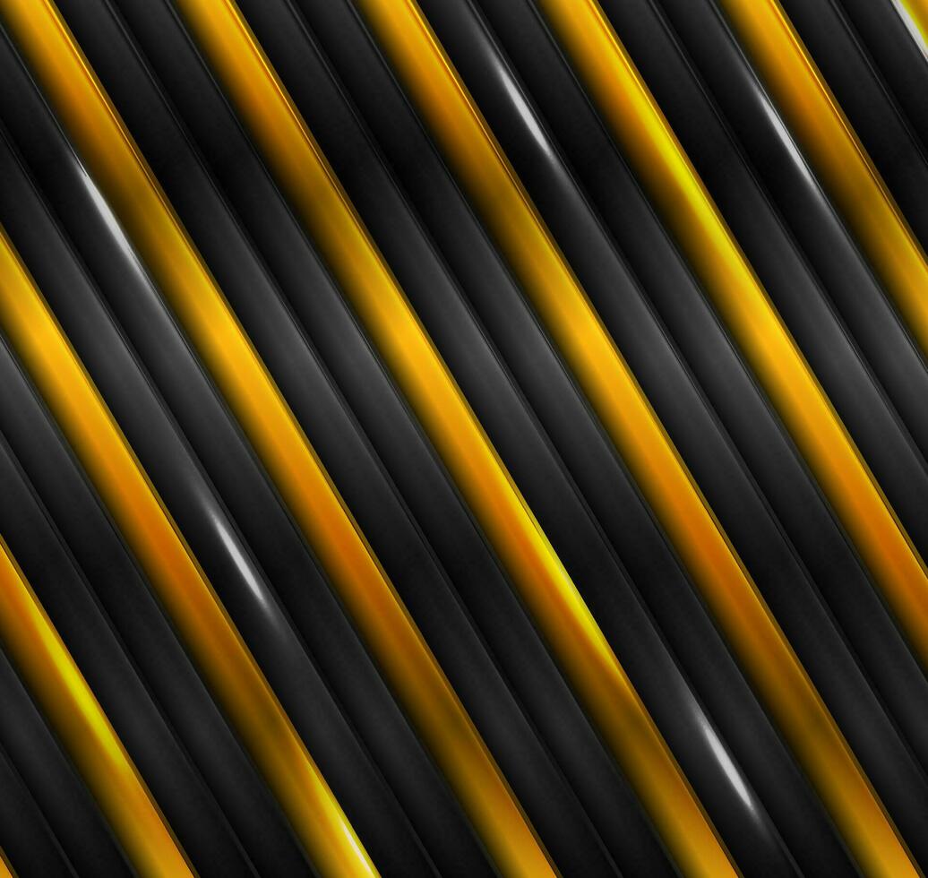 geometrisch Technik schwarz glänzend und Luxus golden Streifen abstrakt Hintergrund vektor