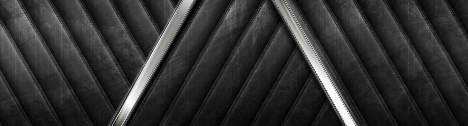 schwarz und metallisch Streifen Grunge abstrakt Hintergrund vektor
