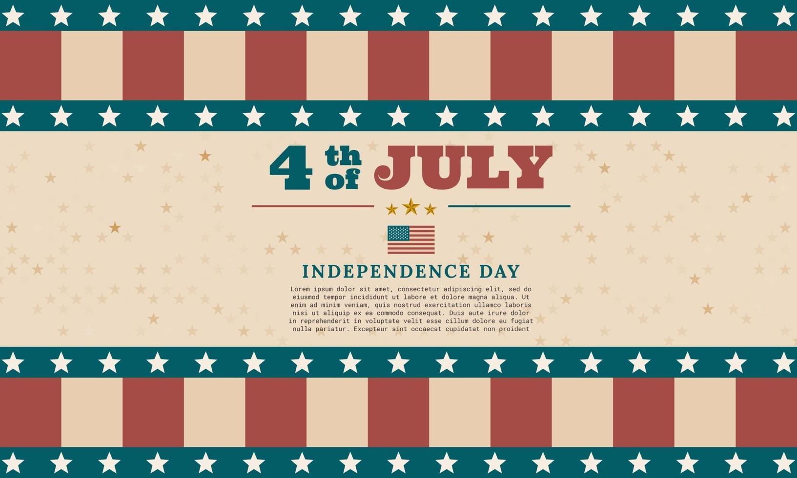 4. Juli. Unabhängigkeitstag Hintergrunddesign im Retro-Stil vektor