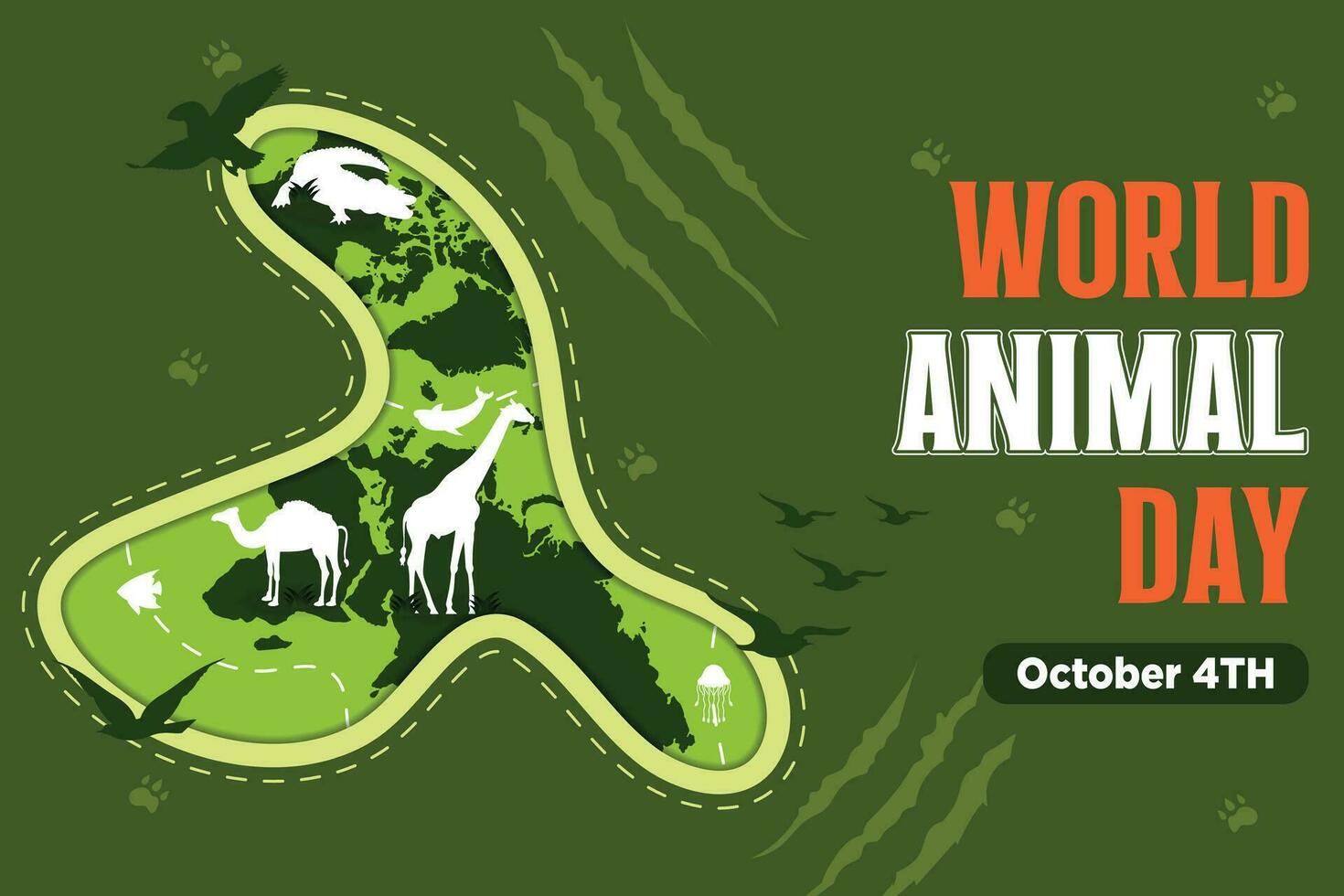 vektor värld djur- dag med flora och fauna illustration 1.9