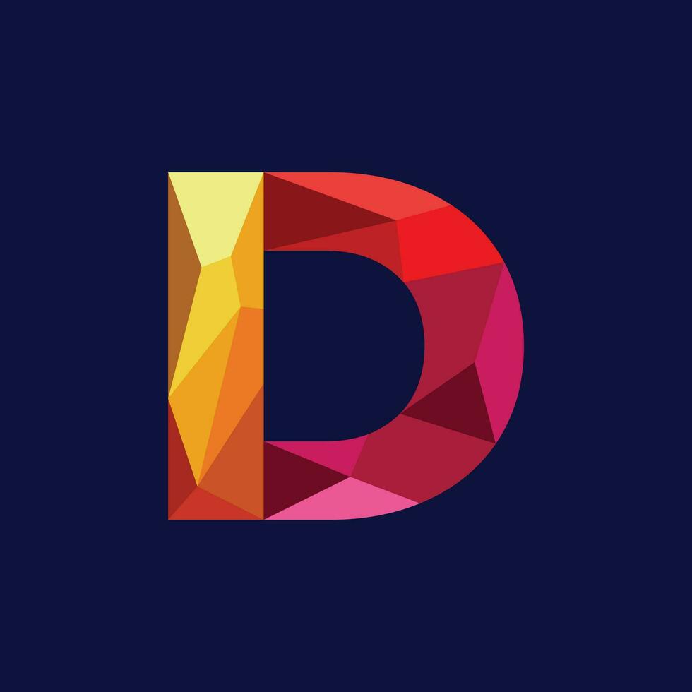 modern d alfabet geometrisk logotyp ikon vektor