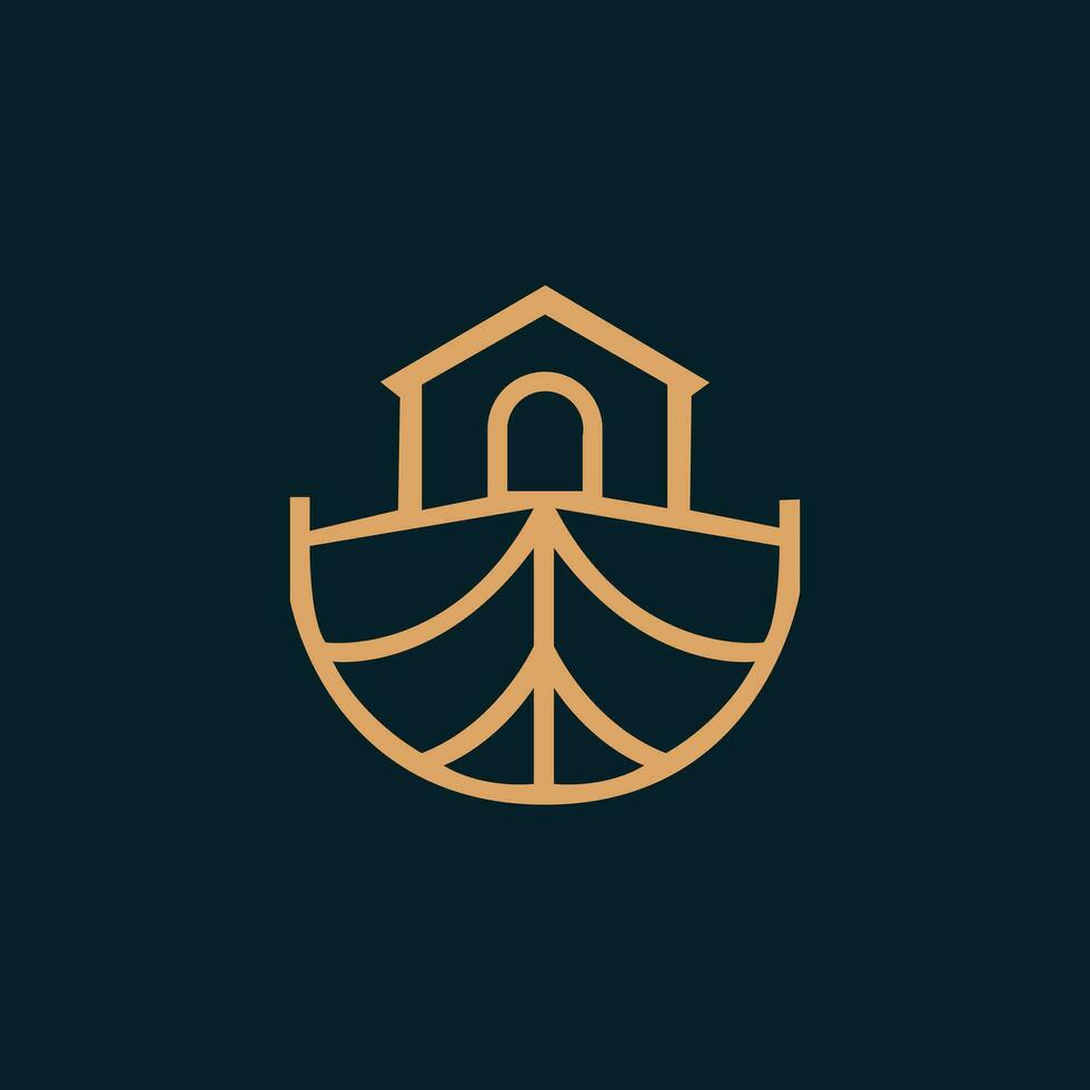 gyllene minimal fartyg logotyp design vektor