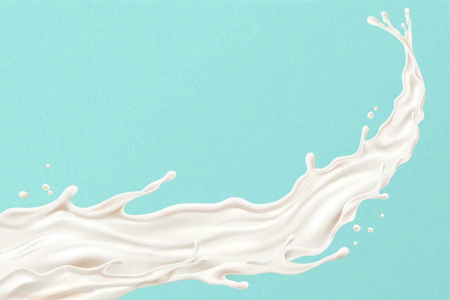 planschen Milch auf Blau Hintergrund im 3d Illustration vektor