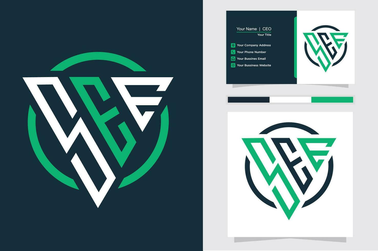 Initiale Brief s e e Dreieck Monogramm modern Logo Grün und Weiß Farbe vektor