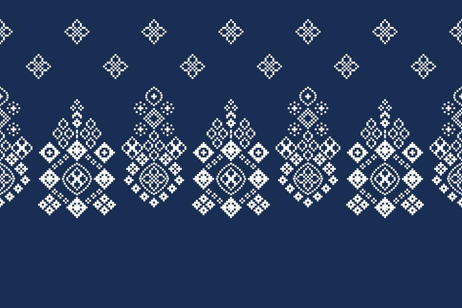 etnisk geometrisk tyg mönster korsa stitch.ikat broderi etnisk orientalisk pixel mönster blå bakgrund. abstrakt, vektor, illustration. textur, kläder, ram, dekoration, motiv, siden tapet. vektor