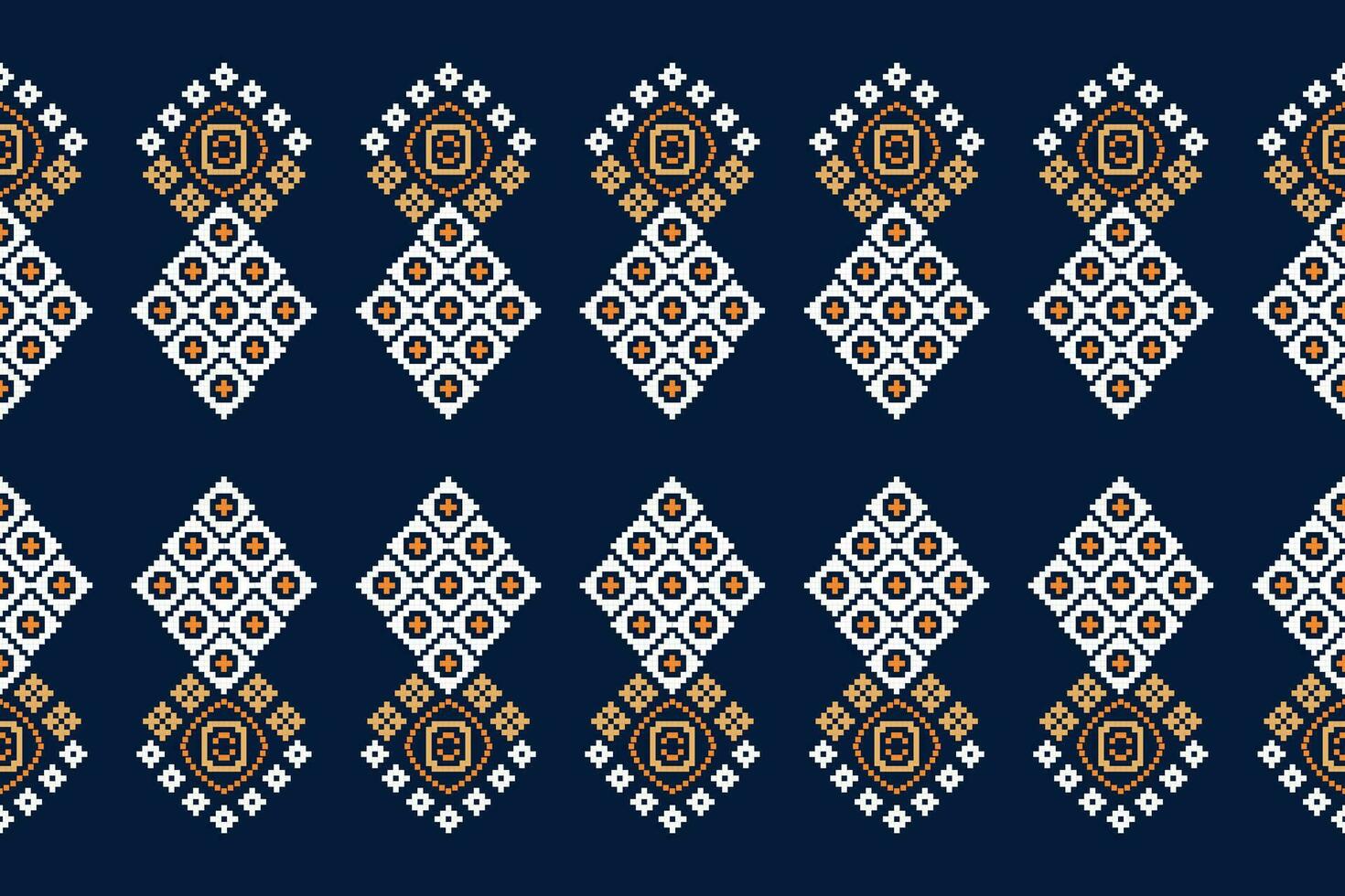 ethnisch geometrisch Stoff Muster Kreuz Stich.ikat Stickerei ethnisch orientalisch Pixel Muster Blau Hintergrund. abstrakt, vektor, illustration. Textur, Kleidung, Rahmen, Dekoration, Motive, Seide Hintergrund. vektor