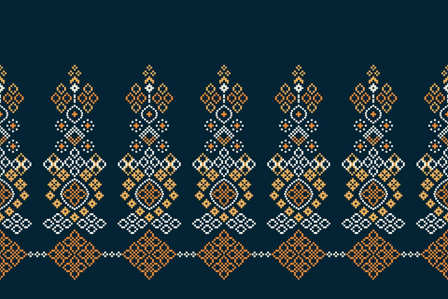 etnisk geometrisk tyg mönster korsa stitch.ikat broderi etnisk orientalisk pixel mönster blå bakgrund. abstrakt, vektor, illustration. textur, kläder, ram, dekoration, motiv, siden tapet. vektor