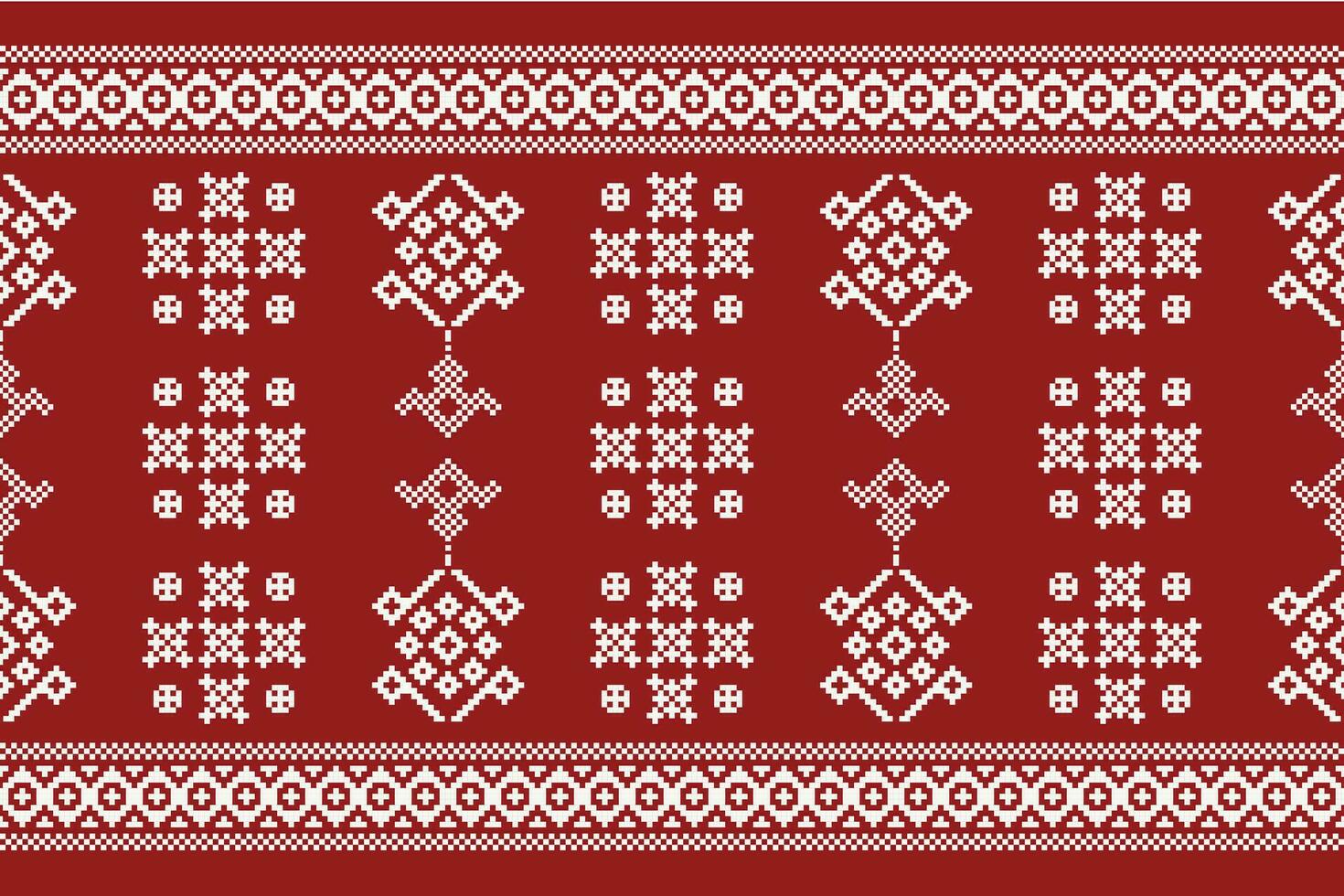 ethnisch geometrisch Stoff Muster Kreuz Stich.ikat Stickerei ethnisch orientalisch Pixel Muster rot Hintergrund. abstrakt, vektor, illustration. Textur, Kleidung, Rahmen, Dekoration, Motive, Seide Hintergrund. vektor