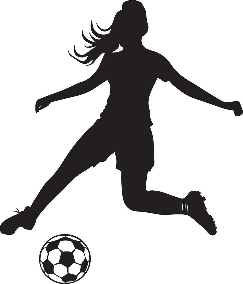 weiblich Fußball Spieler Vektor Silhouette Illustration