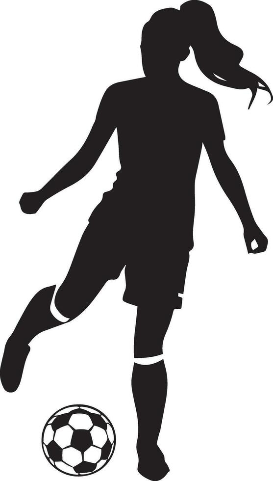 weiblich Fußball Spieler Vektor Silhouette Illustration