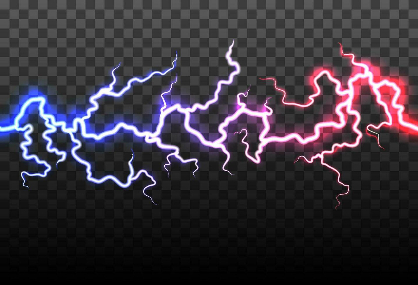 realistisk detaljerad 3d lysande blixt- elektrisk åska storm effekt. vektor